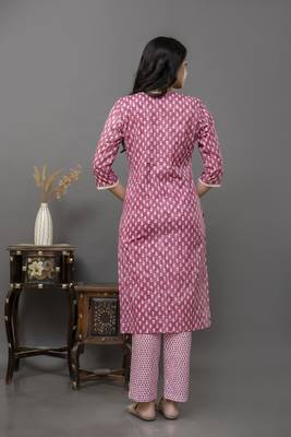 Maroon colour cotton fabric casual suit with resham work 2