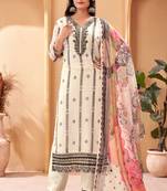 Off white colour organza fabric elegant partywear salwar kameez dress