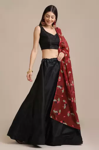 Graceful Partywear Black Colour Girlish Lehenga For Stylish Look