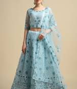 Graceful Partywear Sky Blue Colour Girlish Lehenga For Stylish Look
