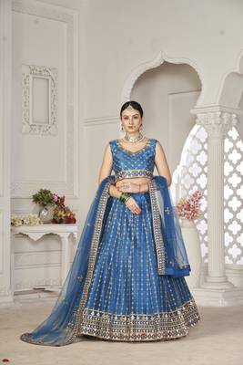 Graceful Partywear Rama Colour Girlish Lehenga For Stylish Look 1