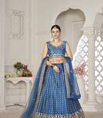 Graceful Partywear Rama Colour Girlish Lehenga For Stylish Look
