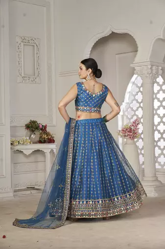 Graceful Partywear Rama Colour Girlish Lehenga For Stylish Look