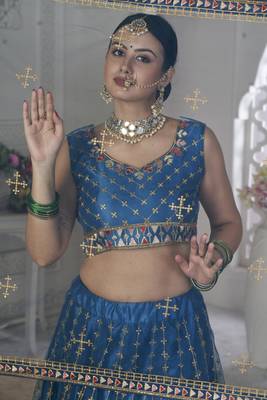 Graceful Partywear Rama Colour Girlish Lehenga For Stylish Look 3