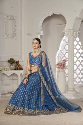 Graceful Partywear Rama Colour Girlish Lehenga For Stylish Look 4