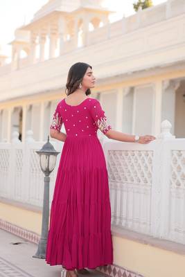 Beautiful pink colour faux georgette heavy sequins embroidered partywear evening party gown 2