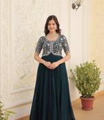 Rama colour heavy sequins work partywear gown for bridesmaid