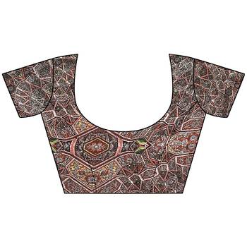 Maroon Chiffon Solid/Abstract Printed Saree With Unstitched Blouse Piece 5