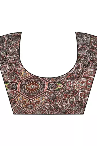 Maroon Chiffon Solid/Abstract Printed Saree With Unstitched Blouse Piece