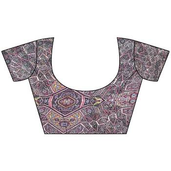 Dark Wine Chiffon Solid/Abstract Printed Saree With Unstitched Blouse Piece 5