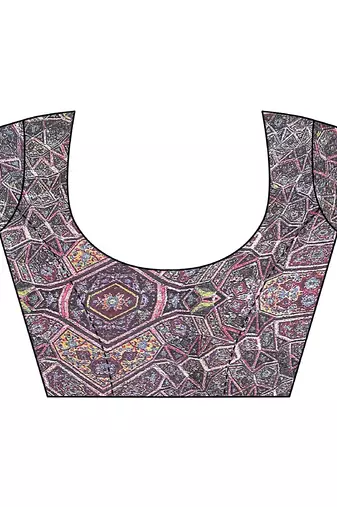 Dark Wine Chiffon Solid/Abstract Printed Saree With Unstitched Blouse Piece