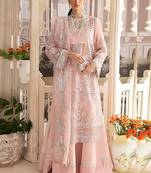 Light peach heavy organza embroidery pakistani salwar suit