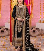 Black heavy faux georgette embroidery pakistani salwar suit