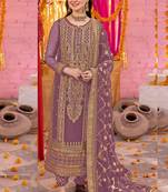 Onion pink heavy faux georgette embroidery pakistani salwar suit