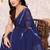 Navy blue chiffon shibori print gotta pati lace border saree with unstitched blouse piece