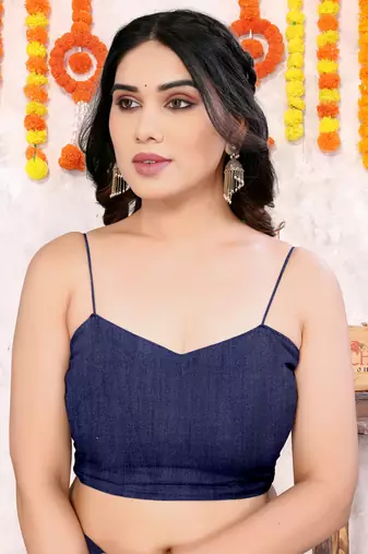 Navy blue chiffon shibori print gotta pati lace border saree with unstitched blouse piece