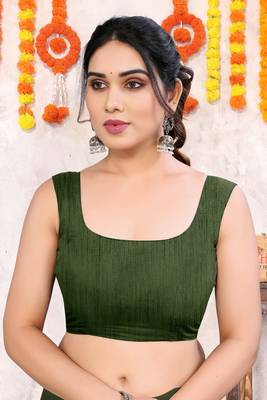 Mehandi green chiffon shibori print gotta pati lace border saree with unstitched blouse piece 5
