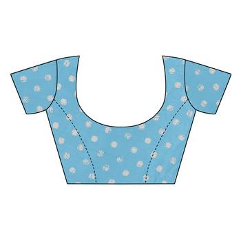 Light Blue Chiffon Batik Block Printed Saree With Blouse Piece 5