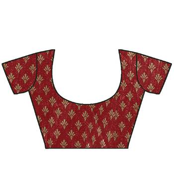 Red Silk Blend Floral Print Saree With Unstitched Blouse Piece 5