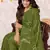 Mehandi Green Chiffon Geometric Print Saree With Unstitched Blouse Piece