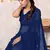 Navy Blue Georgette Solid/ Tassels Golden Zari Woven Border Saree With Unstitched Blouse Piece