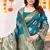 Turquoise Silk Blend Golden Zari Woven Golden Zari Woven Border Saree With Unstitched Blouse Piece