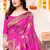 Rani Pink Silk Blend Floral Zari Woven Golden Zari Woven Border Saree With Unstitched Blouse Piece