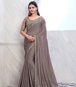 Beautiful Rainbow Silk With Thread Zari Resham Embroidery & Sequance Work Saree5605