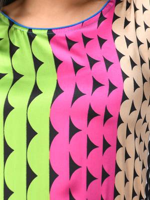 Multicolor printed satin asymmetrical straight kurta 5
