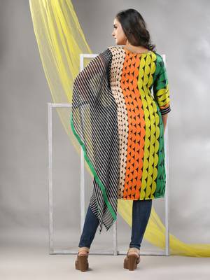 Multicolor printed satin asymmetrical straight kurta 4