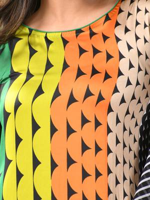 Multicolor printed satin asymmetrical straight kurta 5