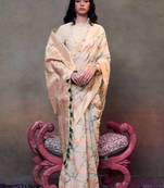 Beige Colour Mulmul Cotton Printed Lightwear Saree