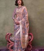 Light Lilac Colour Mulmul Cotton Printed Lightwear Saree