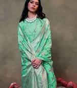 Sea Green Colour Mulmul Cotton Printed Lightwear Saree