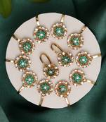 Green color american diamond nose pin combo of 12 pieces