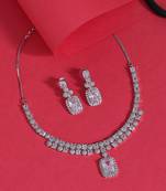 Silver color american diamond necklace set