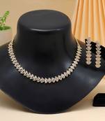 White color american diamond necklace set