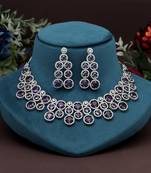 Purple color american diamond necklace set