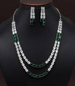 Green color american diamond necklace set