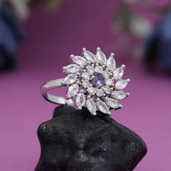 Purple color american diamond finger ring 1