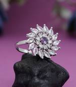 Purple color american diamond finger ring