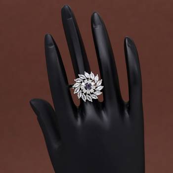 Purple color american diamond finger ring 2