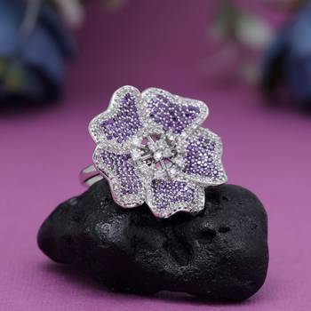Purple color american diamond finger ring 1