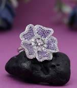 Purple color american diamond finger ring