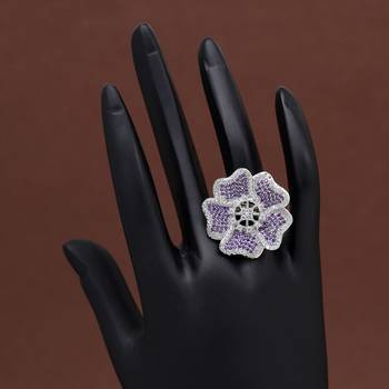 Purple color american diamond finger ring 2