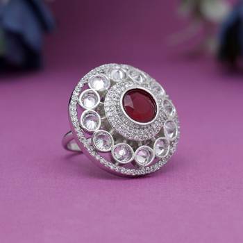 Maroon color american diamond finger ring 1