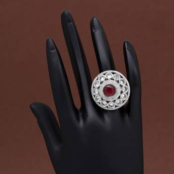 Maroon color american diamond finger ring 2