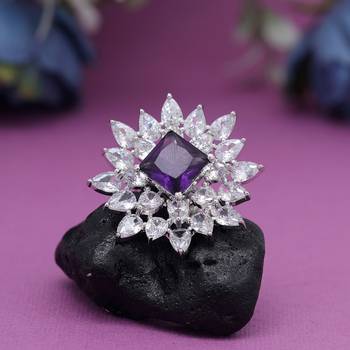 Purple color american diamond finger ring 1