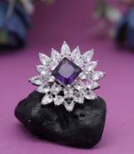 Purple color american diamond finger ring