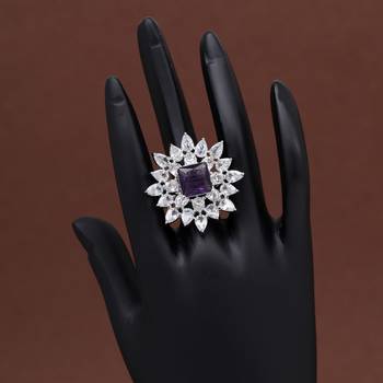 Purple color american diamond finger ring 2